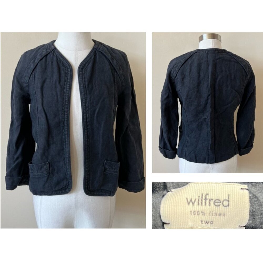 Aritzia Wilfred Black Open Front Jacket 26054